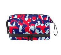 Fashion People - Neceser de doble capa para mujeres y niñas, neceser de viaje, bolsa organizadora de maquillaje con compartimento para brochas, multicolor, 27x15x14 cm/10.6x5.9x5.5 in, Neceser