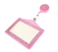 Fashion Premium Baby Pink Crystal Cillal Parno retrctil BLING ID Nombre de insignia Portable Drinestone Trabajo de la insignia del carrete para la e