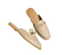 Fashion Sense - Pantuflas de piel para mujer, Khaki, 38 EU