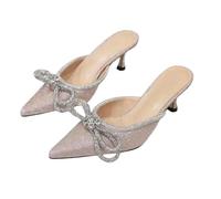 Fashion Sense - Pantuflas de verano para mujer, con diamantes de imitación puntiagudos, de boca baja, tacón medio, zapatos de moda, c, 41 EU