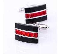 Fashion Shirt Cufflink for Mens Gift Brand Cuff Button Red Crystal Cuff Link Inlaid with Black Agate and Red Crystal