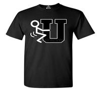 Fashion Shirt Men's Casual T Shirt FCK U Stickman T Shirt Funny Shirts Men Shirt Black M