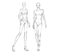 Fashion Sketchbook Drawing Template: almost 240 woman figures for sketching | Templates for 14 body positions | Fashion Croquis