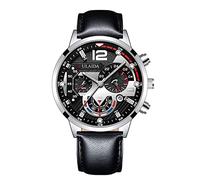 Fashion Sport - Reloj de pulsera analógico de cuarzo para hombre, con caja de cuero inoxidable, clásico, sin fecha, A, talla única