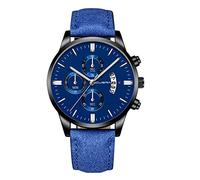 Fashion Sport - Reloj de pulsera analógico de cuarzo para hombre con caja de cuero inoxidable, D, talla única