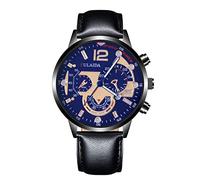 Fashion Sport - Reloj de pulsera analógico de cuarzo para hombre, con caja de cuero inoxidable, elegante, para mujer, D, talla única