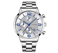 Fashion Sport - Reloj de pulsera analógico de cuarzo para hombre con carcasa de acero inoxidable, C, talla única