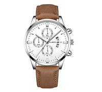 Fashion Sport - Reloj de pulsera analógico de cuarzo para hombre, de piel inoxidable, vestido de árbitro, L, talla única