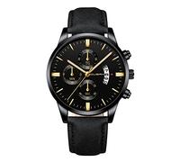 Fashion Sport - Reloj de pulsera analógico de cuarzo para hombre, de piel inoxidable, vestido de árbitro, A, talla única
