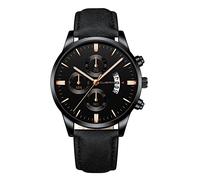 Fashion Sport - Reloj de pulsera analógico de cuarzo para hombre, de piel inoxidable, vestido de árbitro, B, talla única