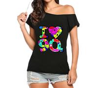 Fashion Sports Dude Camiseta I Love 90s Mujer - Ropa Retro Divertida para Fiestas Temáticas, Disfraz Años 90 Estilo Vintage, T-Shirt Negra con Diseño Pop Colorido