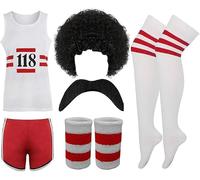 Fashion Sports Dude Disfraz de maratón para Hombre y Mujer, Chaleco Retro, Pantalones Cortos, Calcetines, Peluca y Pulsera, 118 Unidades (FR/ES, Letras, M, Regular, Regular, 118 Full Set)