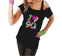 Fashion Sports Dude Top de Disfraces I Love 90s para Mujer, Camisetas Retro para Fiestas de Estrellas Pop, Camiseta, Top de Fiesta de los años 80 (FR/ES, Números, 36, 38, Regular, Regular, Negro)