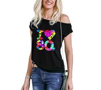 Fashion Sports Dude Top de Disfraces I Love 90s para Mujer, Camisetas Retro para Fiestas de Estrellas Pop, Camiseta, Top de Fiesta de los años 80