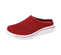 Fashion Spring and Summer Men Sports Shoes Flat Bottom Lightweight Mesh Breathable Slip On Comfortable Solid Color Simple Features:, rojo, 48 EU