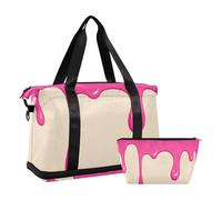 Fashion Street Graffiti Painting Pink Beige Tote Bag Shoulder Weekender Overnight Bag with Toiletry Bag for Workout Multifuncional, Cuadro de graffiti callejero de moda, rosa y beige, 1 size