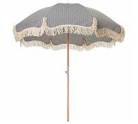 Fashion Striped Beach Umbrella,6.6ft Round Outdoor Patio Umbrella with Sand Anchor and Tilt Mechanism,UV Protection Parasol for Patio Garden Backyard Pool