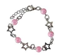 Fashion Trend Light Luxury Collarbone Chain Temperament Simple Hollow Five Points Star Collar Imitación Perlas, talla única, como se describe
