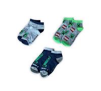 Fashion UK Calcetines Minecraft Modelo Creeper Dinamita Calcetines Cortos Oficiales para Niños en Paquete de 3. Algodón y Poliéster (23-26), multicolor, 23-26