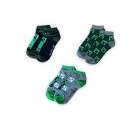 Fashion UK Calcetines Minecraft Modelo Creeper Monstruo Calcetines Cortos Oficiales para Niños en Paquete de 3. Algodón y Poliéster (23-26), multicolor