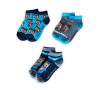 Fashion UK Calcetines Minecraft Modelo Steve Calcetines Cortos Oficiales para Niños en Paquete de 3. Algodón y Poliéster (23-26), multicolor