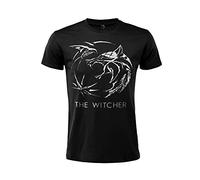 Fashion UK Camiseta The Witcher Geralt de Rivia - Modelo Medallón - Camiseta de hombre con impresión - Impresión sobre camiseta - Camiseta de hombre de algodón - Camiseta de mujer, Negro , S
