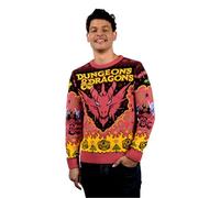 Fashion UK Suéter navideño de Calabozos y Dragones, Rojo -, Medium