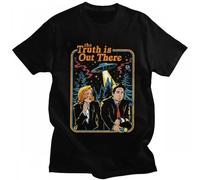 Fashion Vintage The X Files T-Shirt Men The Truth Is out There Tshirt Anime Harajuku Streetwear Cartoon tee Short Sleeve T-Shirt Black M