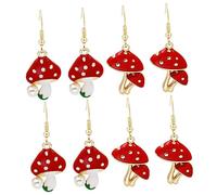 Fashion Women Mushroom 4 Sets of Dangle Drop Earrings Unique Present for Female Friends