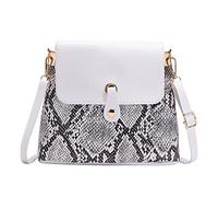 Fashion Women's Leather Hit Color Serpentine Print Hasp Phone Shoulder Messenger Bag(White)