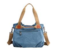 Fashion Women's One Shoulder Crossbody Bag,Large Capacity Simple Versatile Canvas Handbag(Sky Blue)