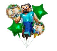 Fashion Yo Kit de arco de guirnalda de globos, globos metálicos de confeti para fiesta de cumpleaños, boda, bautizo, decoración de comunión (Minecraft, 5 piezas)