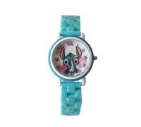 FASHION YO Reloj analógico de cuarzo con correa de acero inoxidable para gatos y niñas, regalos de cumpleaños para niños, Stitch Blue, pulsera