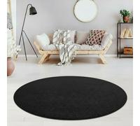 Fashion4Home Alfombra de Pelo Corto Liso para Sala de Estar, habitación de los niños, Dormitorio, Estudio, Oficina, Pasillo y Cocina, Color: Negro/Antracita, tamaño: 120 cm, Redonda
