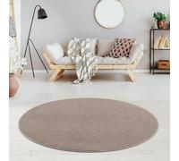 Fashion4Home Alfombra de Pelo Corto Liso para salón, habitación de los niños, Dormitorio, Estudio, Oficina, Pasillo y Cocina, Color: Beige, tamaño: 200 cm, Redonda