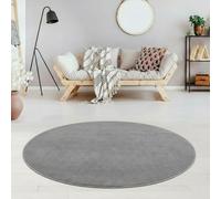 Fashion4Home Alfombra de Pelo Corto Liso para salón, habitación de los niños, Dormitorio, Estudio, Oficina, Pasillo y Cocina, Color Gris Claro, tamaño: 120 cm, Redonda