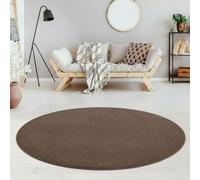Fashion4Home - Alfombra de Pelo Corto para salón, habitación de los niños, Dormitorio, Estudio, Oficina, Pasillo y Cocina, Color: marrón/Topo Tamaño: 200 cm Redondo