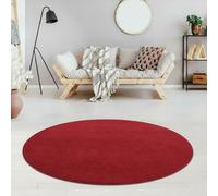 Fashion4Home Alfombra de salón - Alfombra de Color Liso, para habitación de los niños, Dormitorio, Estudio, Oficina, Pasillo y Cocina - Alfombra de Pelo Corto Rojo, tamaño: 120 cm Redondo