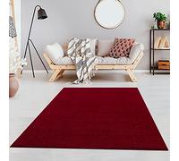Fashion4Home Alfombra de salón - Alfombra monocromática para habitación de los niños, Dormitorio, Estudio, Oficina, Pasillo y Cocina, Alfombra de Pelo Corto, Color Rojo, tamaño: 160 x 230 cm