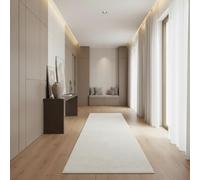 Fashion4Home Alfombra salón - Alfombra monocolor, alfombra lisa para habitación infantil, dormitorio, estudio, despacho, pasillo y cocina - Alfombra pelo corto Blanco-Crema, tamaño: 80x250 cm