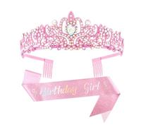 Fashionable 2pcs Rhinestones Tiaras Tiaras Y Fajas De Cabello Accesorios Para La Fiesta De Cumpleaños Para Mujeres La Del Baile Graduación