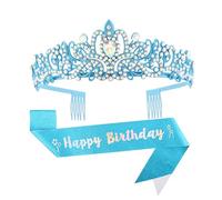 Fashionable 2pcs Rhinestones Tiaras Tiaras Y Fajas De Cabello Accesorios Para La Fiesta De Cumpleaños Para Mujeres La Del Baile Graduación