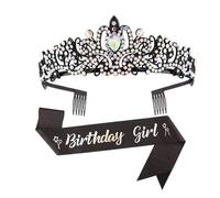 Fashionable 2pcs Rhinestones Tiaras Tiaras Y Fajas De Cabello Accesorios Para La Fiesta De Cumpleaños Para Mujeres La Del Baile Graduación