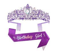 Fashionable 2pcs Rhinestones Tiaras Tiaras Y Fajas De Cabello Accesorios Para La Fiesta De Cumpleaños Para Mujeres La Del Baile Graduación