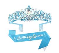 Fashionable 2pcs Rhinestones Tiaras Tiaras Y Fajas De Cabello Accesorios Para La Fiesta De Cumpleaños Para Mujeres La Del Baile Graduación
