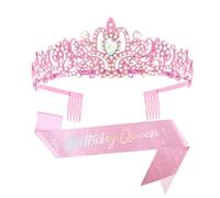 Fashionable 2pcs Rhinestones Tiaras Tiaras Y Fajas De Cabello Accesorios Para La Fiesta De Cumpleaños Para Mujeres La Del Baile Graduación