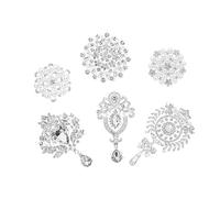 Fashionable Alloy Brooch Set Rhinestone Pearl Lapel Pins Women for Engagement Wedding