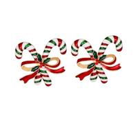 Fashionable Christmas Pins Candy Cane Brooch Rhinestone Breastpin for Women Girls