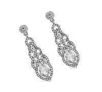 Fashionable Dangle Earrings Women Crystal Teardrop Shape Jewelry Set for Party