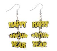 Fashionable Holiday Earwear Happy New Year Pendant Drop Earrings Chinese Festival Themed Ear Rings Accessories Colorful Ornament, talla única, como se describe